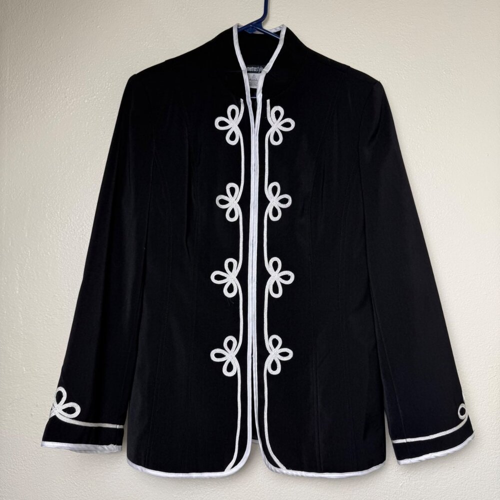 Metrostyle Women's Black Mandarin Jacket Blazer Size 10 **Jacket Only**